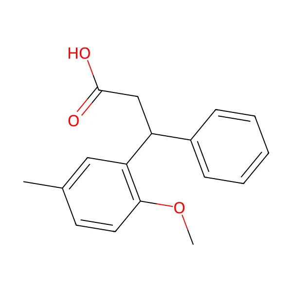 3-(2-metoksi-5-metilfenil)-3-fenilpropanoik asit molekül yapısı — CAS 109089-77-2