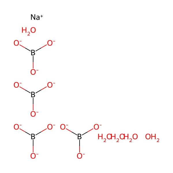Sodyum tetraborat pentahidrat molekül yapısı — CAS 12179-04-3