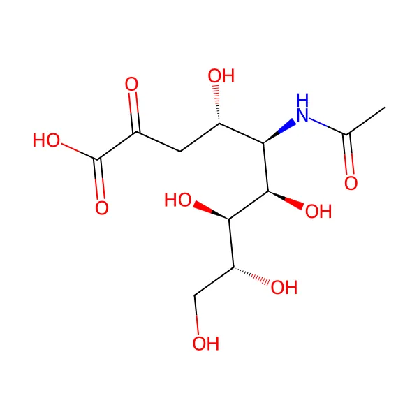 N-asetilnöraminik asit molekül yapısı — CAS 131-48-6
