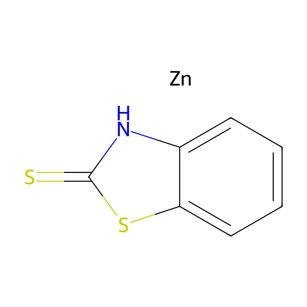 Çinko merkaptobenzotiyazol molekül yapısı — CAS 155-04-4