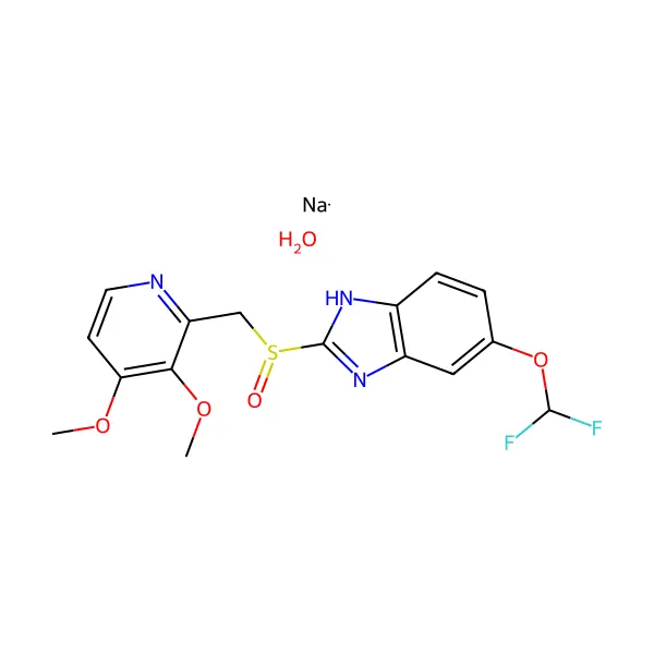 Pantoprazol sodyum seskihidrat molekül yapısı — CAS 164579-32-2