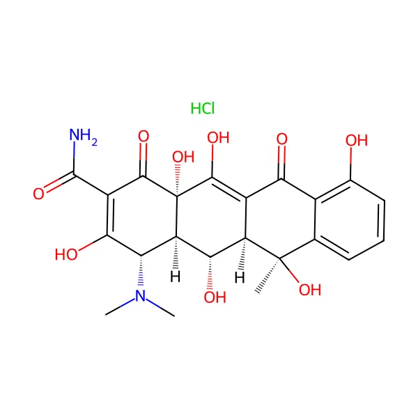 Oksitetrasiklin hidroklorür molekül yapısı — CAS 2058-46-0