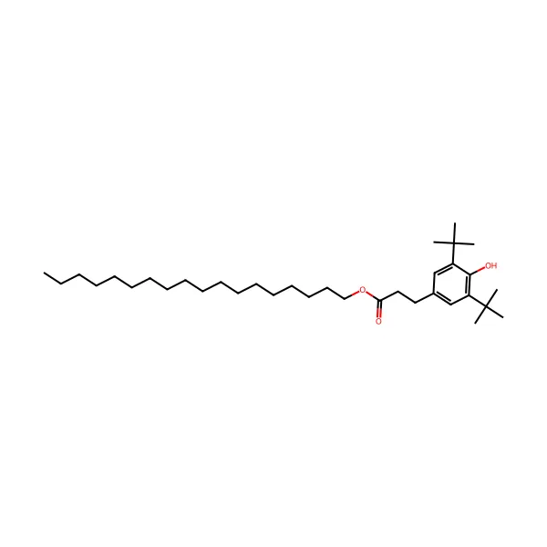 Oktadesil di-t-butil-4-hidroksihidrosinnamat molekül yapısı — CAS 2082-79-3
