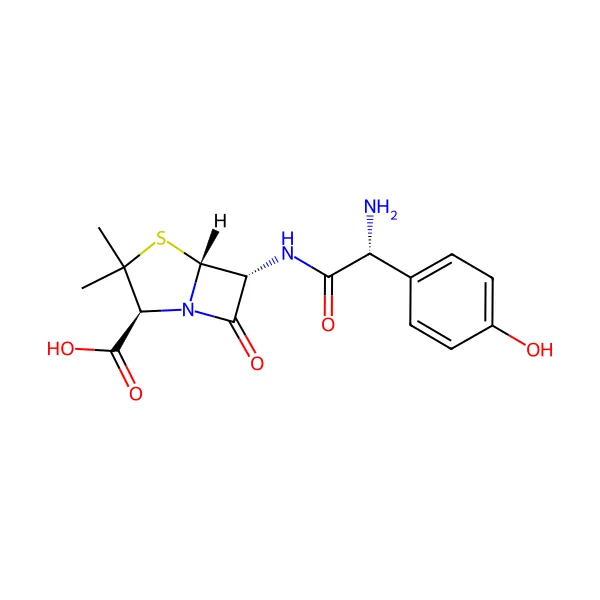 Amoksisilin molekül yapısı — CAS 26787-78-0