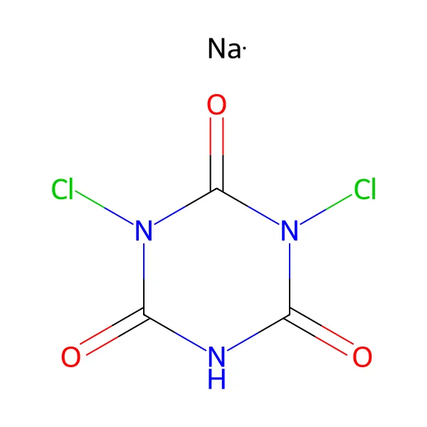 Sodyum dikloroisosiyanürat molekül yapısı — CAS 2893-78-9