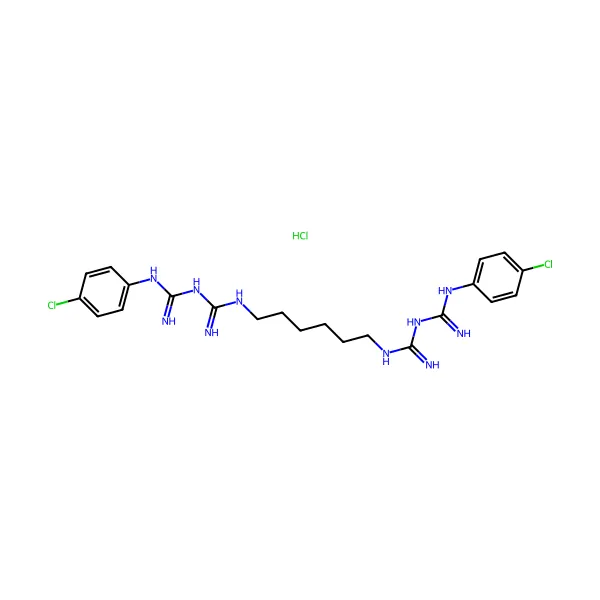 Klorheksidin dihidroklorür molekül yapısı — CAS 3697-42-5