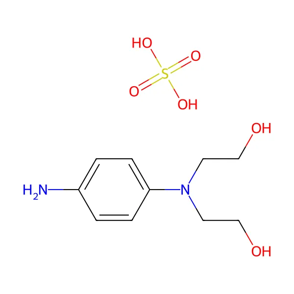 N,N-bis(2-hidroksietil)-p-fenilendiamin sülfat molekül yapısı — CAS 54381-16-7