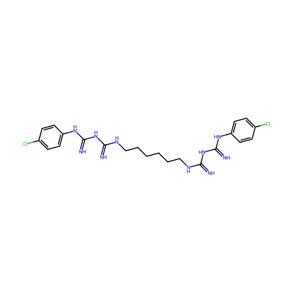 Klorheksidin molekül yapısı — CAS 55-56-1