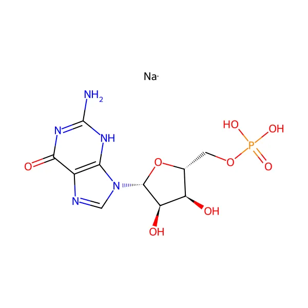 Disodyum guanilat molekül yapısı — CAS 5550-12-9