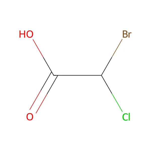 Bromokloroasetik asit molekül yapısı — CAS 5589-96-8