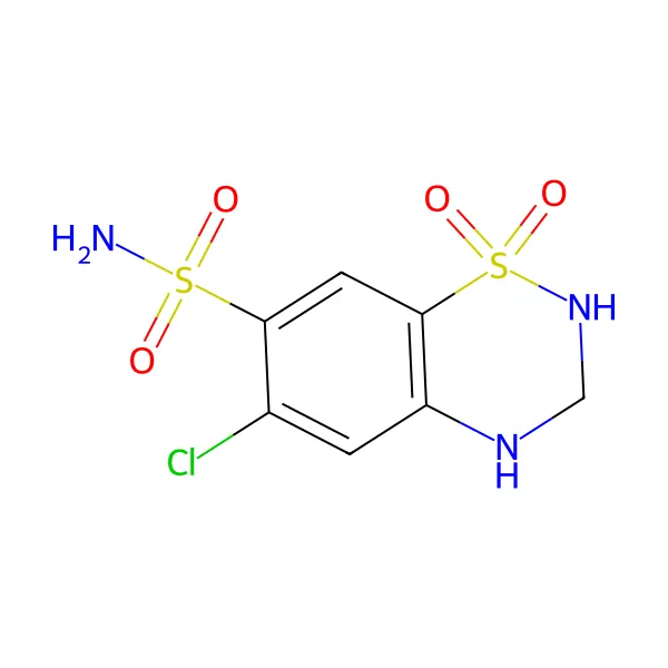 Hidroklorotiyazid molekül yapısı — CAS 58-93-5