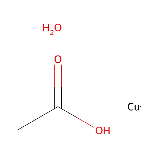 Bakır asetat monohidrat molekül yapısı — CAS 6046-93-1