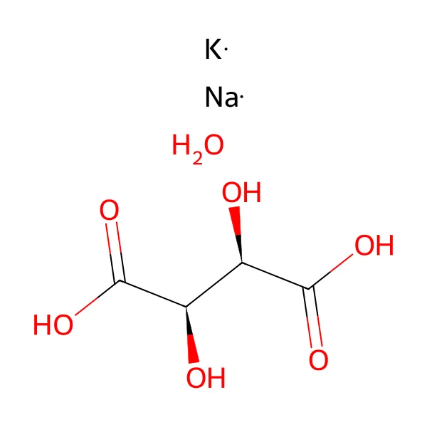 Potasyum sodyum tartrat tetrahidrat molekül yapısı — CAS 6381-59-5