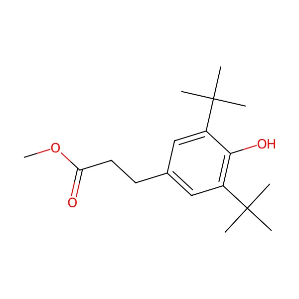 Metil di-t-butil hidroksihidrosinnamat molekül yapısı — CAS 6386-38-5