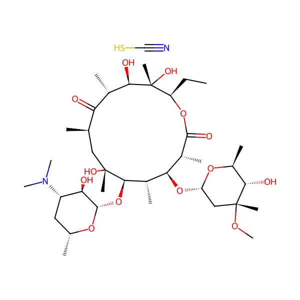 Eritromisin tiyosiyanat molekül yapısı — CAS 7704-67-8