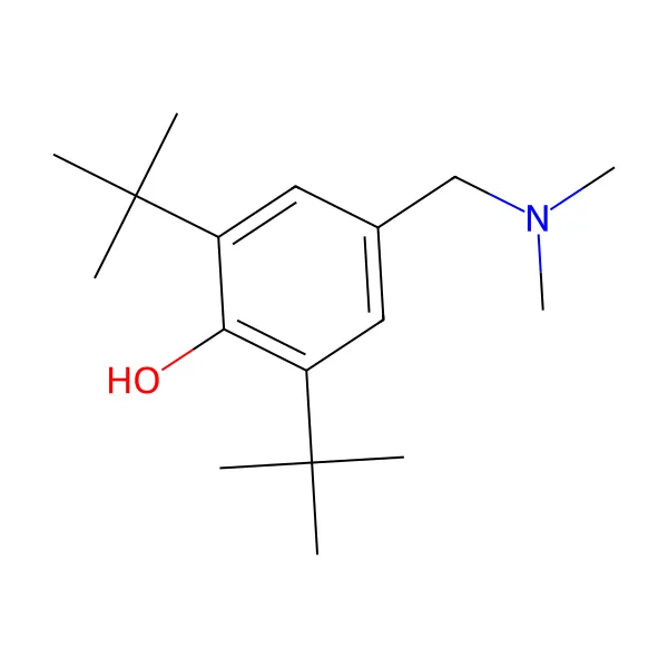 2,6-di-tert-butil-4-(dimetilaminometil)fenol molekül yapısı — CAS 88-27-7