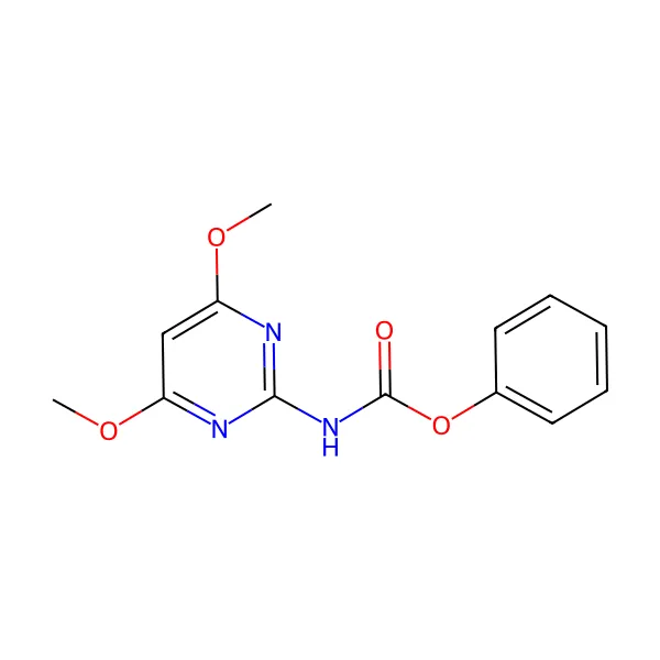 Fenil (4,6-dimetoksi-2-pirimidinil)karbamat molekül yapısı — CAS 89392-03-0